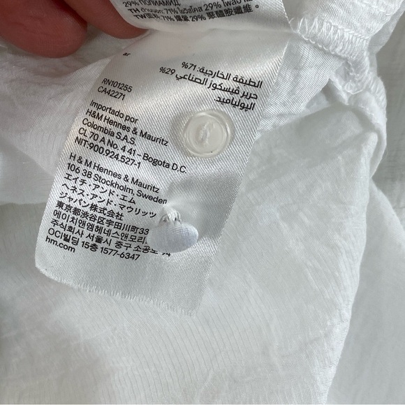 H&M Women’s White Gauzy Lightweight Button-Front Kaftan Cover-Up Sz 14 - Picture 8 of 12